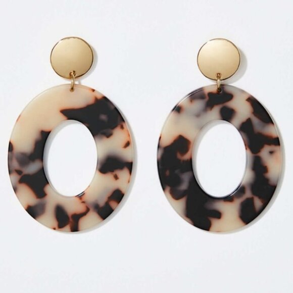 LOFT Tortoiseshell Print Ring Earrings - Picture 1 of 4